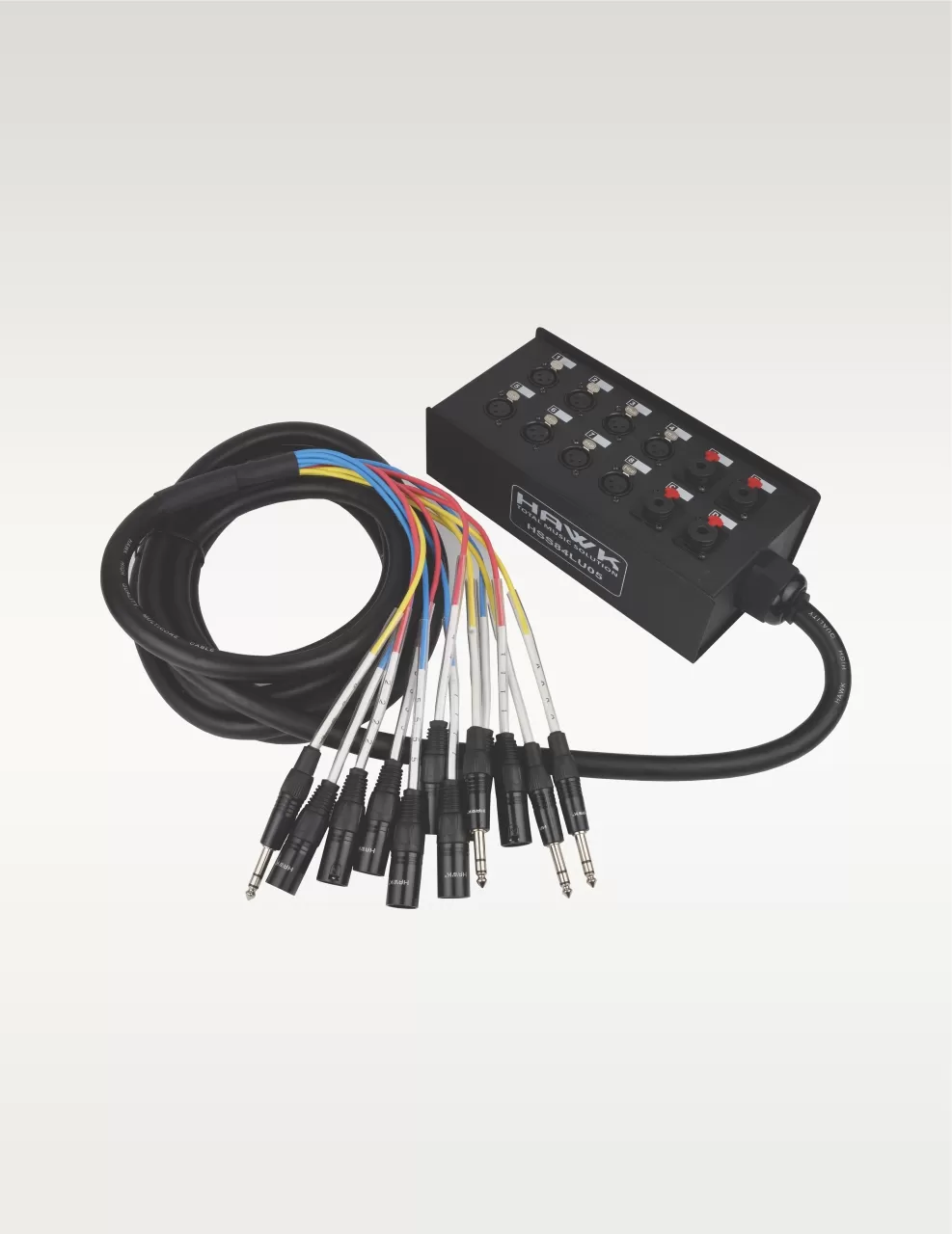 HSS84LU05 12 Channel 8 XLR Male and 4 1/4″ TRS Male Readymade Snake Cable, 5 Meters, Balanced Cable