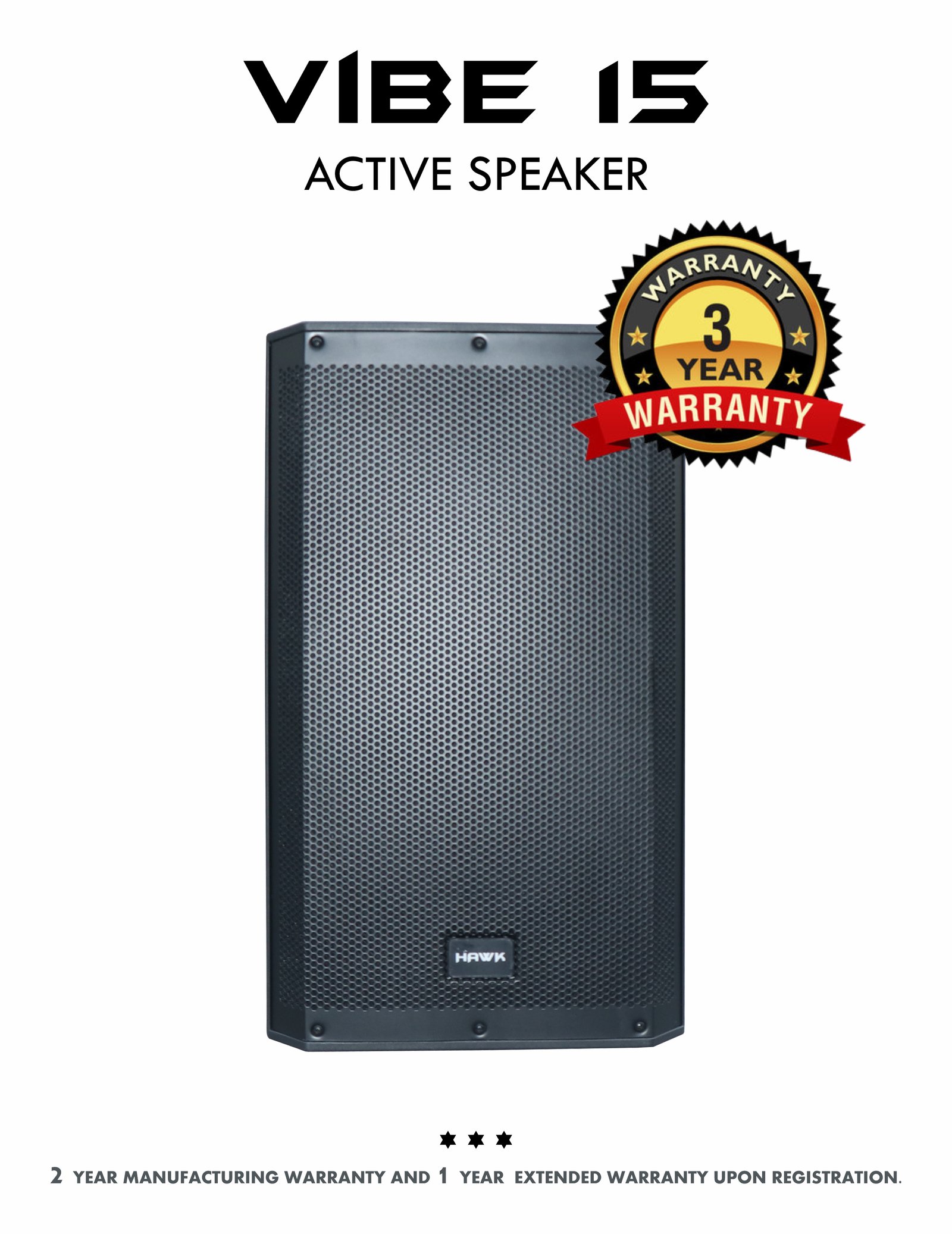VIBE 15 2000 Watts 15 inches Active Speaker with Bluetooth and DSP