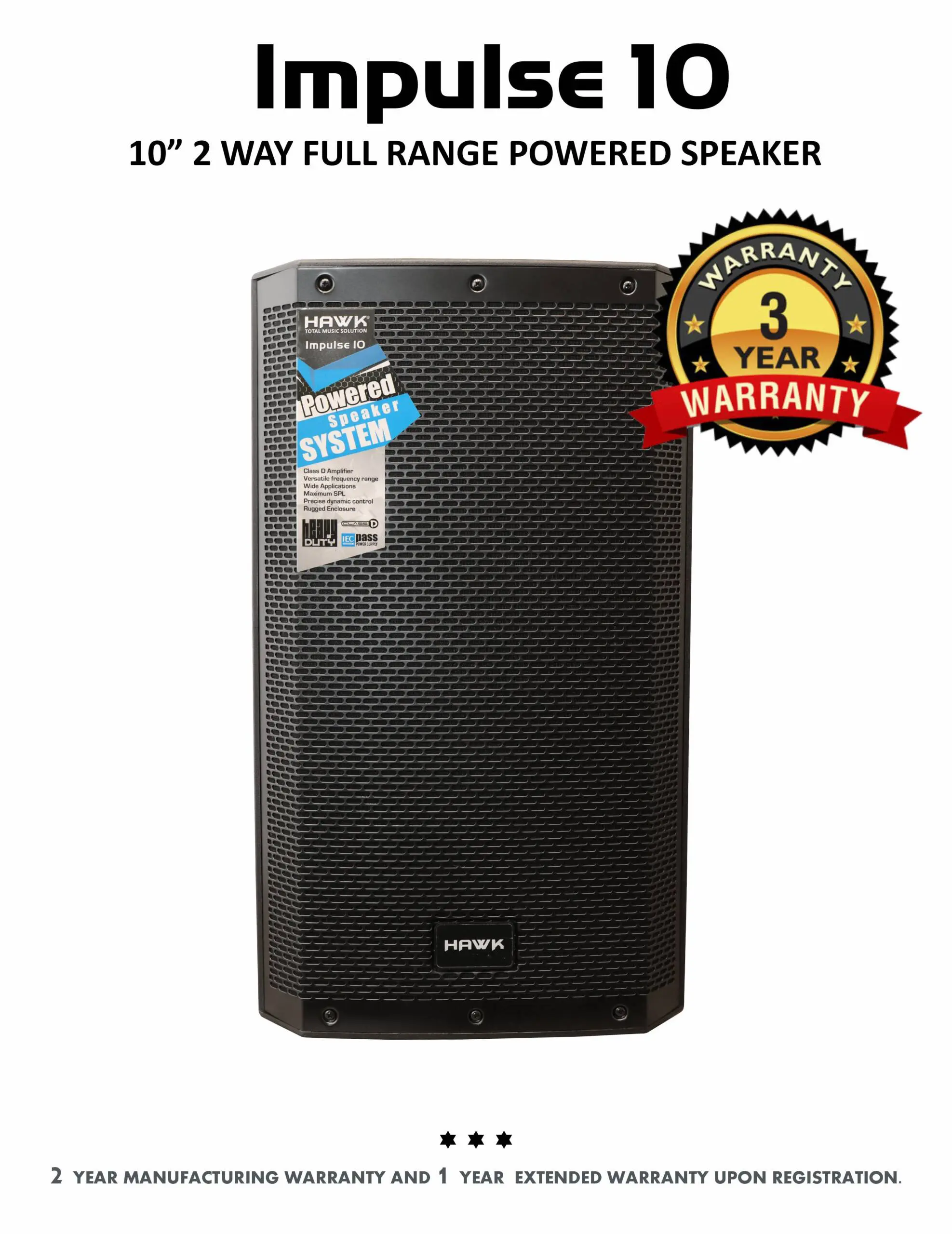 IMPULSE 10″Inch – 500 Watts Powered Speaker
