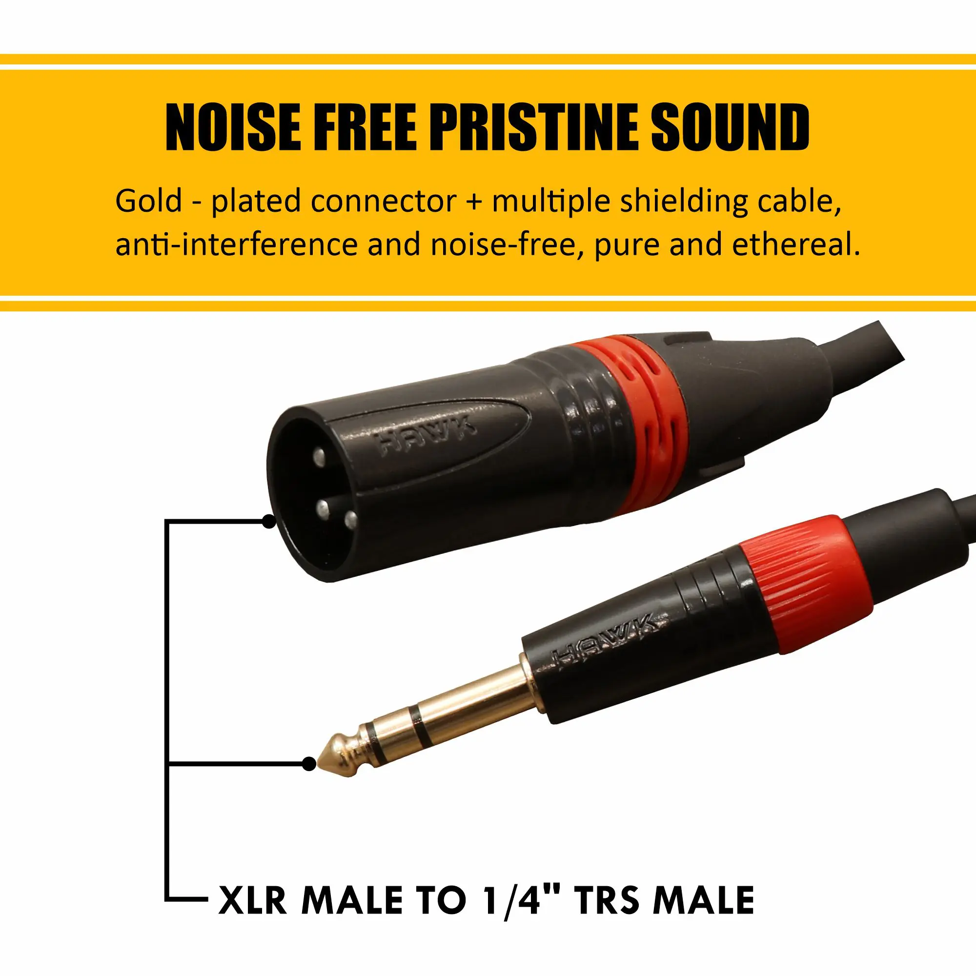 HAWK HXSPLU05 Premium Series XLR male to TRS male audio cable with Hawk connectors