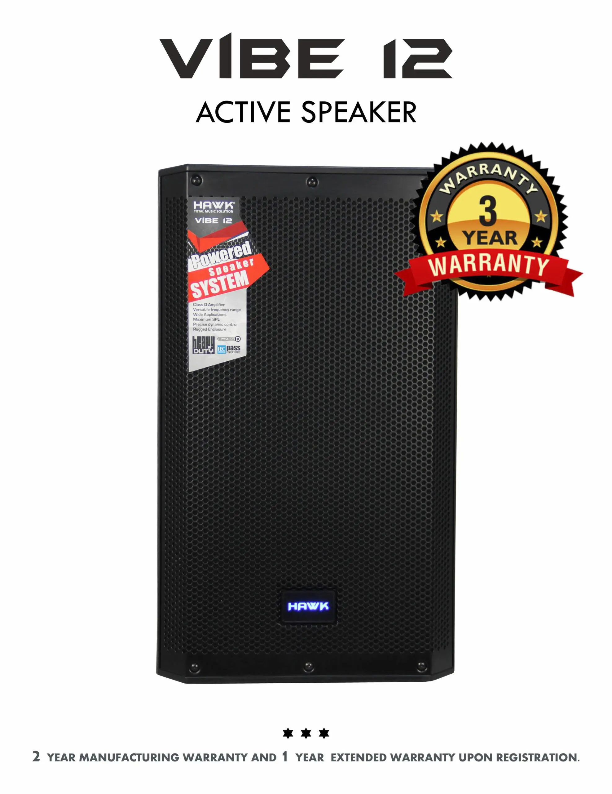VIBE 12 2000 Watts 12″ inches Active Speaker with Bluetooth and DSP