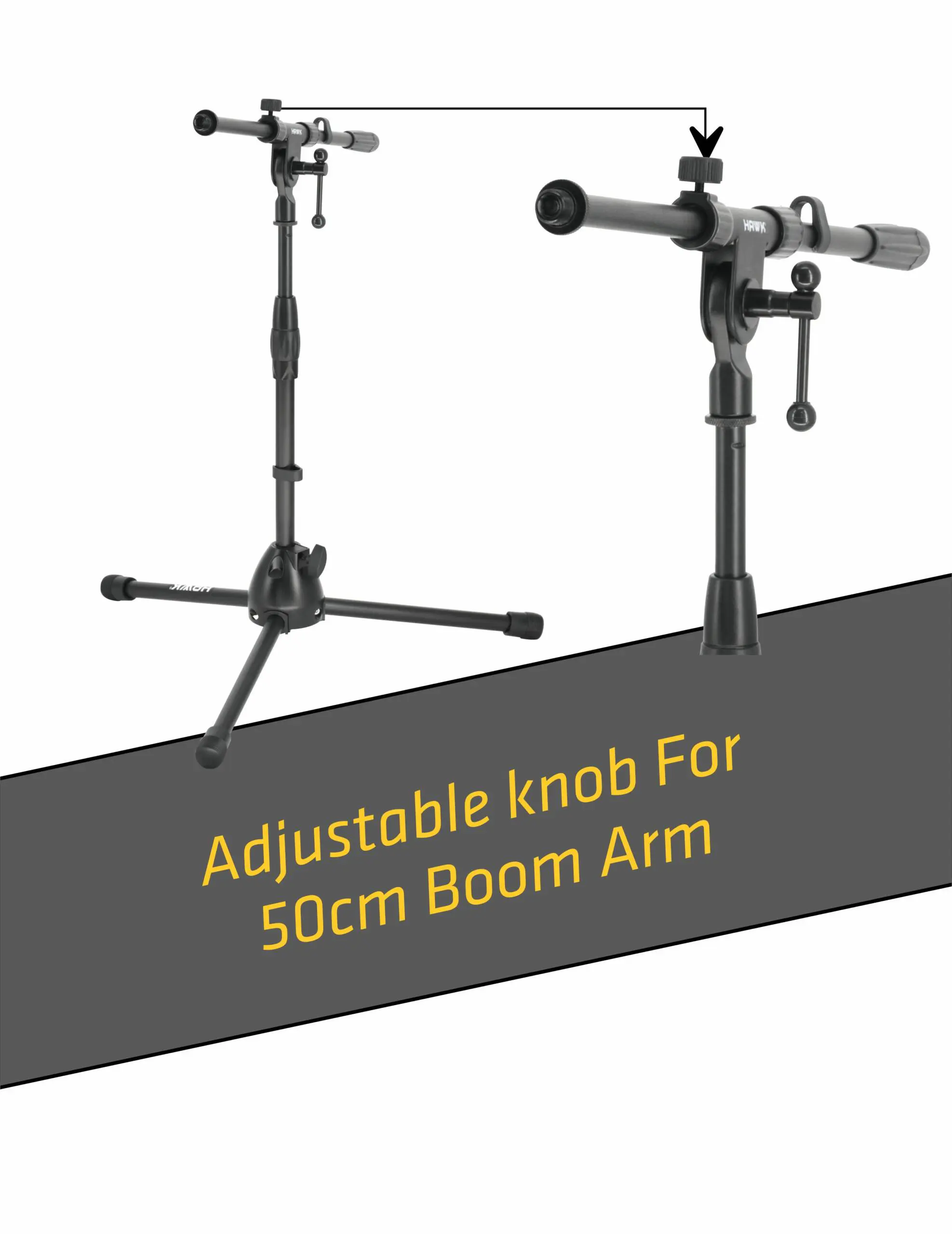Hawk Promax MS 50 short microphone stand with tripod base and non-slip rubber feet