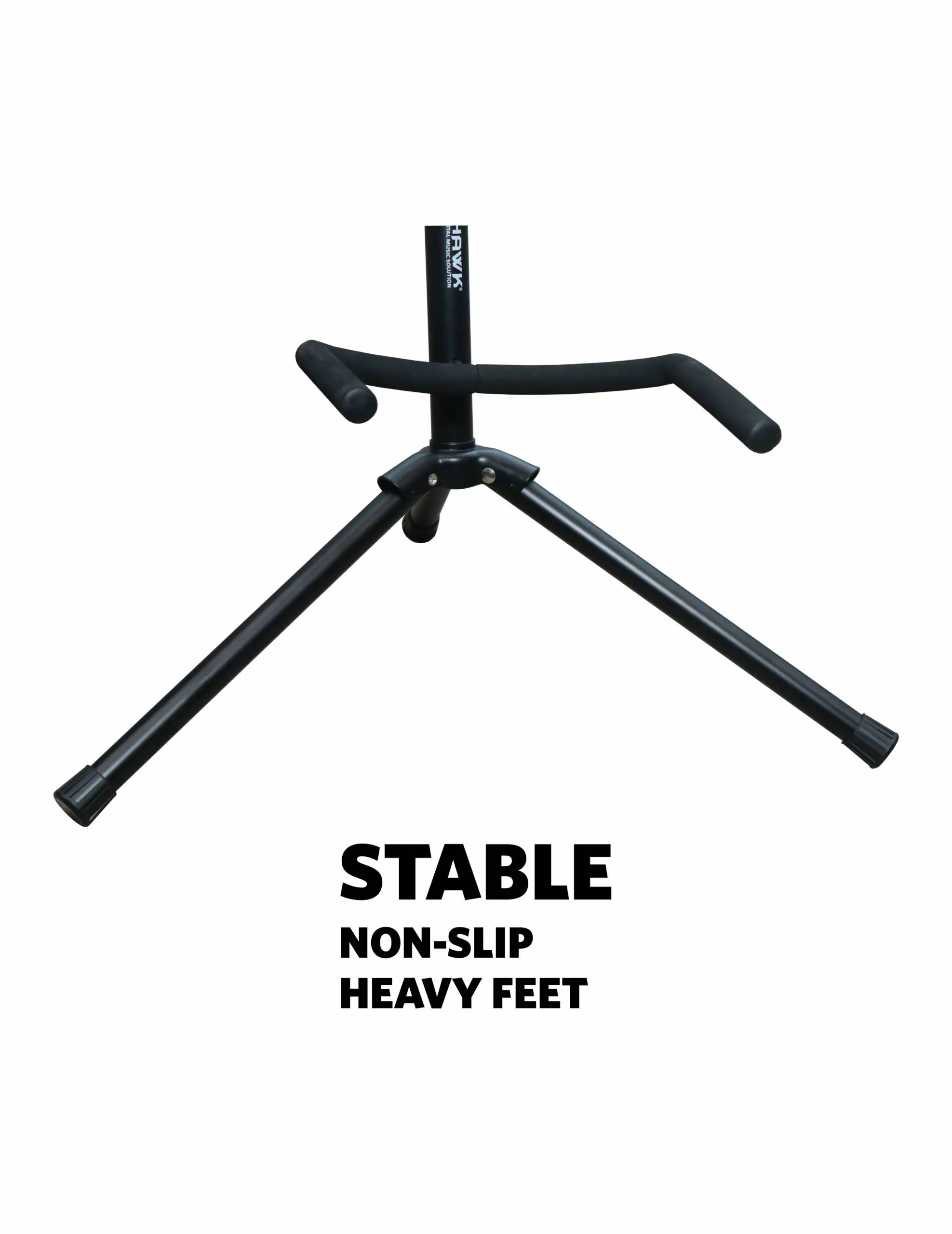 Hawk HGS002 height-adjustable guitar stand with security strap and non-slip feet