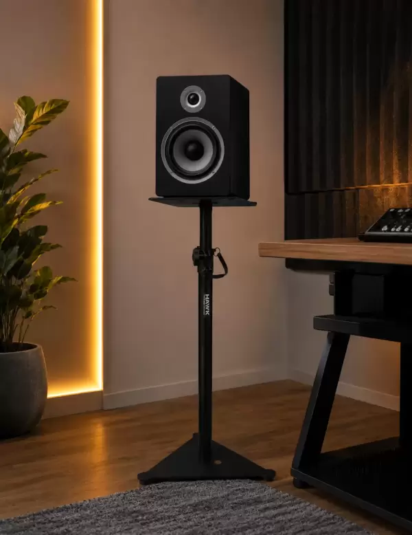 HAWK HMPS200 Adjustable Studio Monitor Stand Pair with Floor Spikes and Rubber Feet