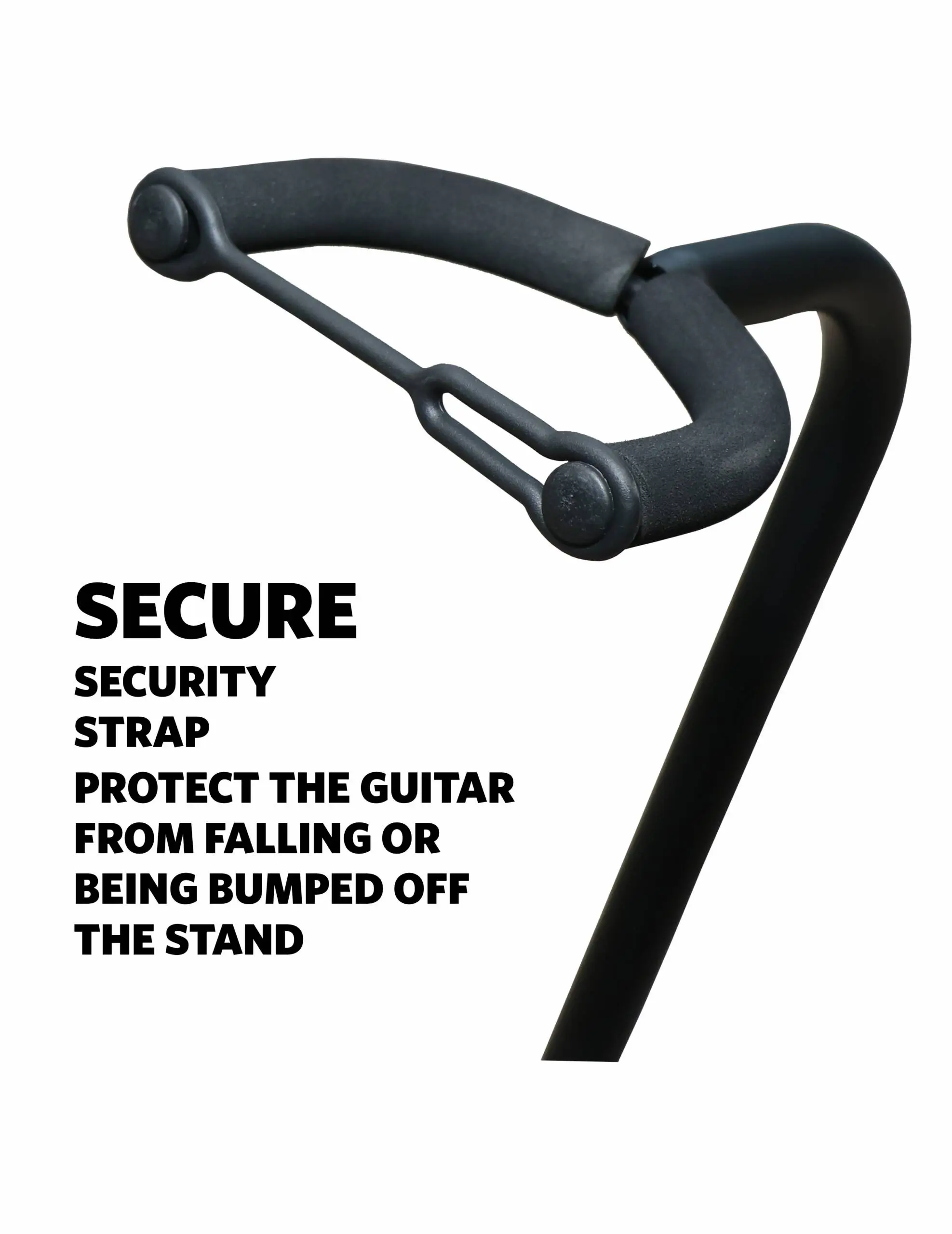 Hawk HGS002 height-adjustable guitar stand with security strap and non-slip feet