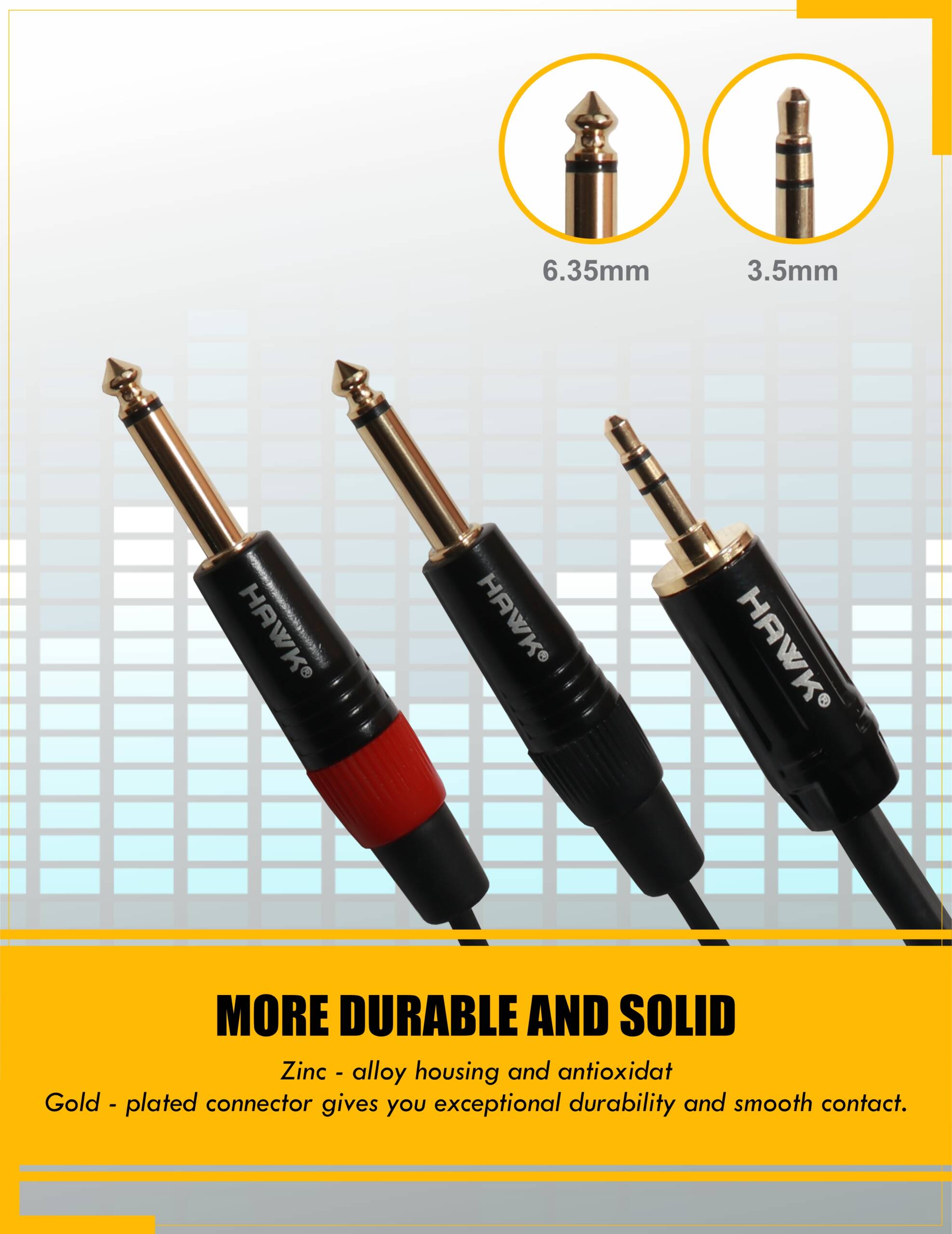 Hawk TMPLU01.5 EP to dual TS male Y audio cable, 1.5 meter