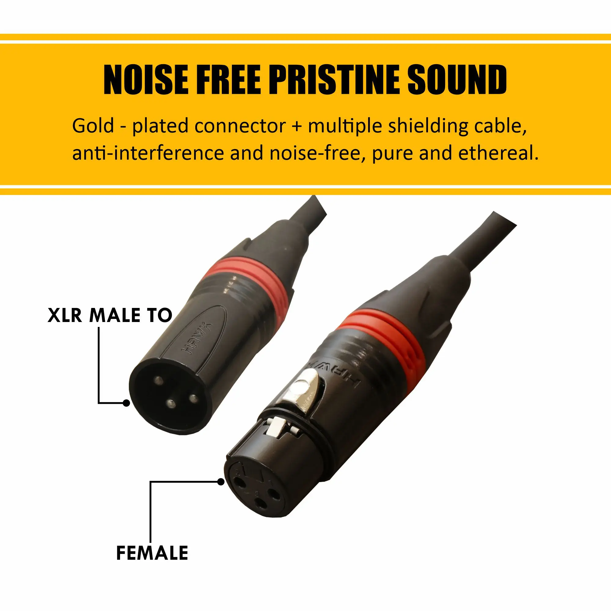 Hawk HXFPLU03 Premium Series microphone cable with Hawk XLR connectors, 3 metres