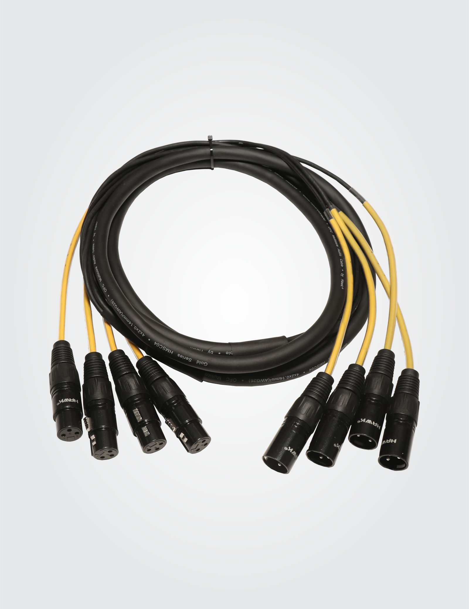 Hawk HSX4LU03 4 Channel Balanced Snake with XLR Male to XLR Female, 3 Meters