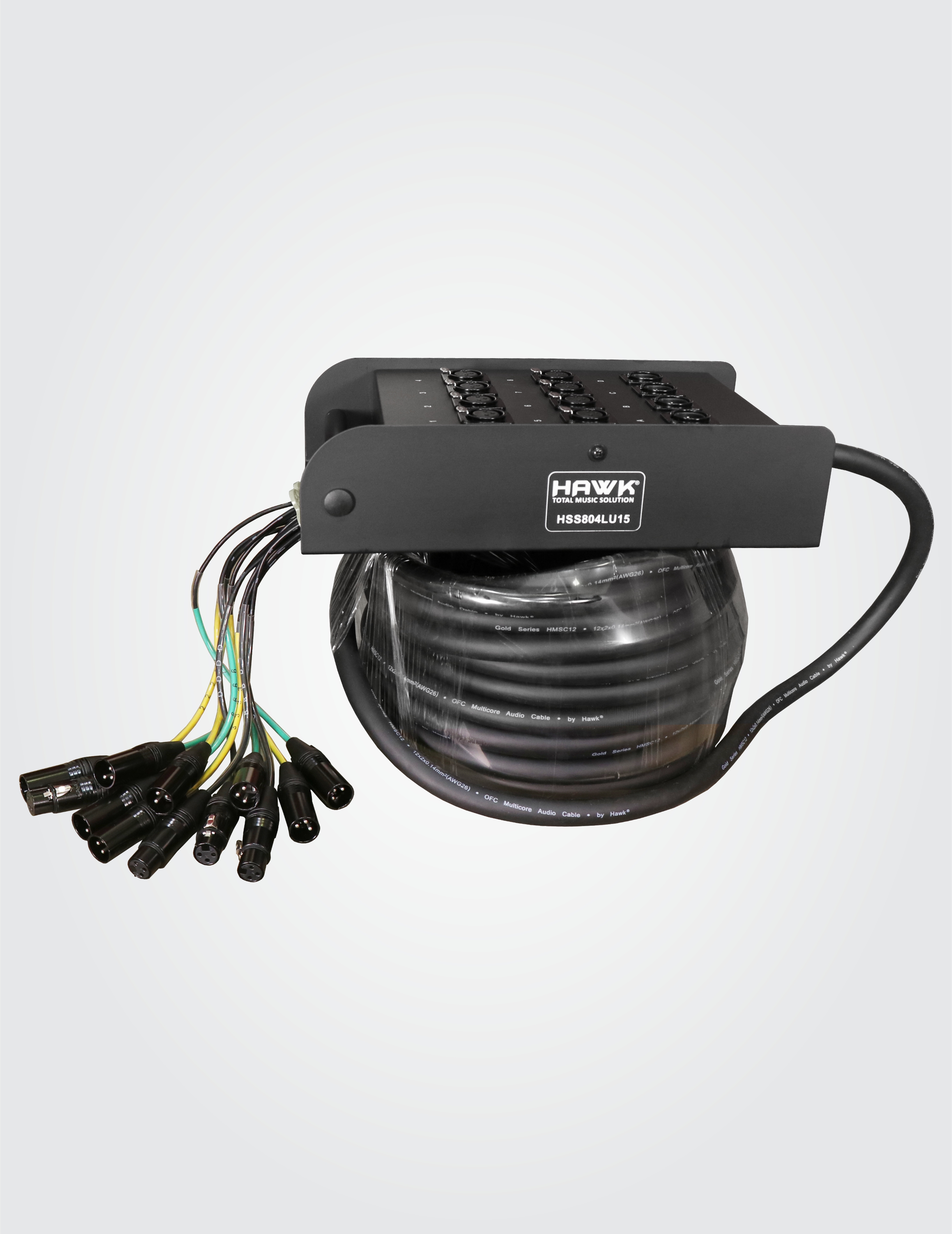 HSS804LU15 12 Channel Snake Cable with Stage Box with 8 in and 4 out, 15 Meters, Balanced Cable